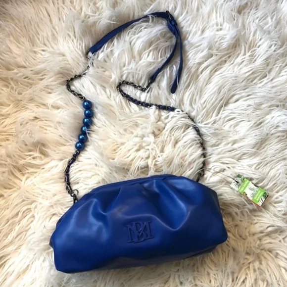 Badgley Mischka Blue Wrapped Frame Crossbody Bag - Picture 1 of 5